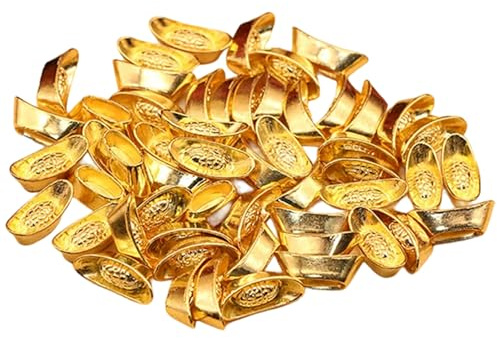 Pesoncarl 100 Stück Goldbarren 0, 8 x 0, 4 x, 3 Zoll Mini-Goldgeld, Feng Shui Dekor für Glück und Reichtum, Yuan Bao Ornament für Zuhause, Büro, Geschäft für Party