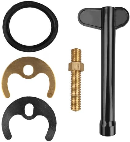 5 Pcs Monobloc Tap Fixing Kit, Single Hole Faucet Bolt Installation Set | Horseshoe Bracket, Copper Plate, Rubber Seal, Screw Rod & Sleeve for Kitchen Sink Basin Mixer Taps