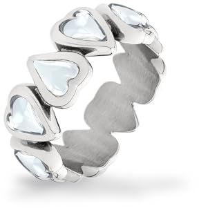 LIEBESKIND BERLIN Damen Ringe – Ringe aus Edelstahl mit Glass Herz-Motiv