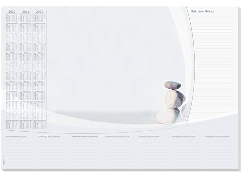 SIGEL Papier-Schreibtischunterlage DIN A2 Kalender 2027-2029 Wochenplan | H7370, Zum Abreißen aus nachhaltigem Papier für Aufgaben und Termine