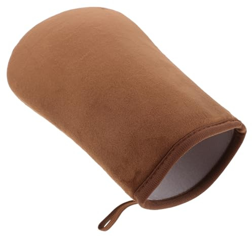 LIFKICH Moufles D'application Autobronzant Corps en Flanelle Marron, Outil Facile pour Appliquer L'huile, Absorption Améliorée, pour Routine Beauté et Occasions Variées
