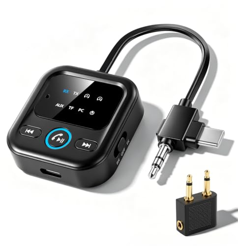Bluetooth Adapter Flugzeug 6.0 Empfänger Transmitter 2 in 1 Bluetooth Adapter Für 2 Air-Pods, Flugzeug, Auto, Kopfhörer, Lautsprecher, alte Audio