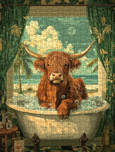 Jigsaw Puzzle 6000 Piece, Cow Bath Puzzles for Adults 6000, Wooden Puzzles, Jigsaw Puzzle Games Classic Educational, The Impossible Challenge, Games and Family Activities, Creativity Gift DX0YL1-738