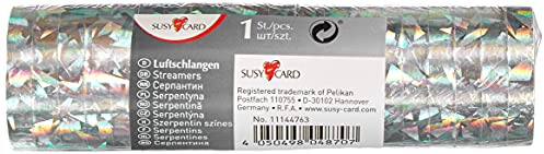 Susy Card 11144763 - Luftschlangen, Holografie, einseitig mit Folie überzogen, farbig, sortiert, 1 Rolle