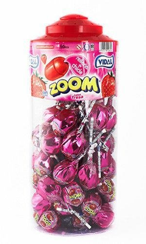 Vidal Lollipops Strawberry Zoom (Pack of 50)