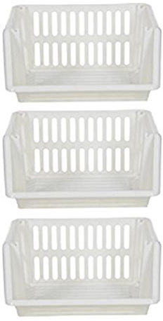Whitefurze 3 Tier Stacking Baskets Storage, Cream, 35 x 12 x 34 cm