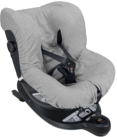 Babysanity® Universelle weiche Autositzbezüge 0/18 Doppelter Frottee-Baumwoll-Sitzbezug 100% waschbare Baumwolle Made in Italy Grau