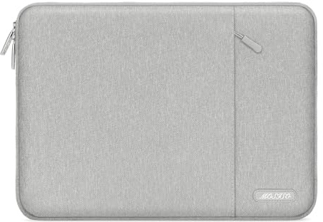 MOSISO Laptop Hülle Tasche 15 Zoll, 15 Zoll Laptoptasche Kratzfest | Ultraleicht, Ultradünn Polyester Vertikale Laptophülle mit Fronttasche für MacBook Air 15, Lenovo, Dell XPS, Grau