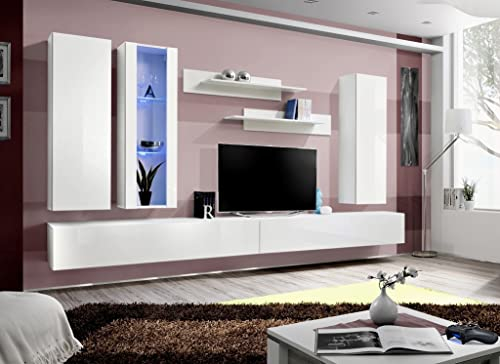 ASM TV Bank mit LED 6 Elementen weiß