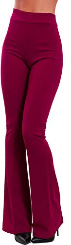 Toocool - Pantaloni Donna Campana Aderenti Zampa Elefante Elasticizzati Hot Sexy JL-2148 [L,Bordeaux]