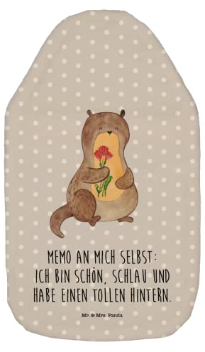 Mr. & Mrs. Panda Wärmflasche Otter Blumenstrauß - Geschenk, süß, Bettflasche, Kinderwärmflasche, Fischotter, Kleine Wärmflasche, Wärmekissen, Otter