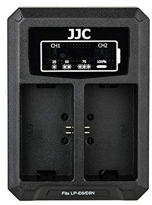 JJC USB Dual Battery Charger for Canon EOS 5D Mark IV, 5D Mark III, 5D Mark II, 5Ds, 5Ds R, 6D, 6D Mark II, 7D, 7D Mark II, 80D, 70D, 60D, 60Da Replaces Canon LP-E6 / LP-E6N