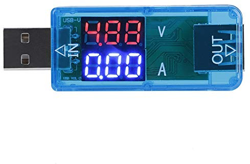 USB-Spannungs- und Strommessgerät LED-Doppelanzeige Digitales Voltmeter DC 3,2–10V Amperemeter 0–3A (blau)