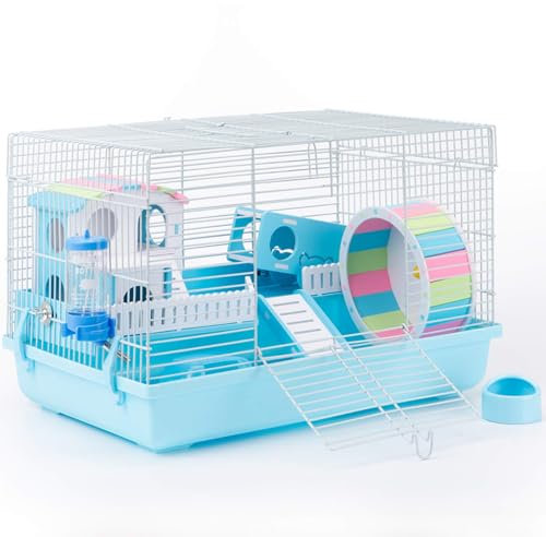 ROBUD Großer Hamsterkäfig für Rennmäuse, Haven, Kleintierkäfig (blau)