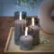 Festive Lights Echtwachs LED Kerze mit 3D-Echtflammen-Effekt – unglaublich echte Flamme mit brennenden Dochteffekt, batteriebetrieben Grau im getönten Glas, Mini 3er Pack (7,5cm/10cm/12,5cm)