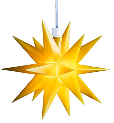STEINFIGURENWELT GIEBEN 3D Ministern Ø 12 cm LED Stern Weihnachtsstern Fenster Deko innen 5m Kabel + Trafo (Gelb)