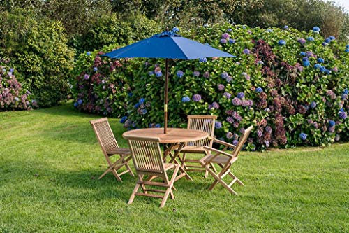 Navy Blue 2m Round Wooden Garden Parasol