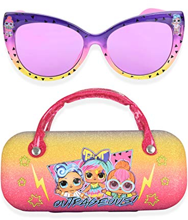 LOL Surprise Kids Sunglasses for Girls, Toddler Sunglasses with Kids Glasses Case (Pink)