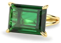 ANEMONE JEWELRY Luxuriöser 14k Gold Smaragdring - Handgefertigte Edelsteinringe für Verlobung, Hochzeit, Mode, Geschenkschmuck - Boho, Statement, Vintage Ringe für Frauen
