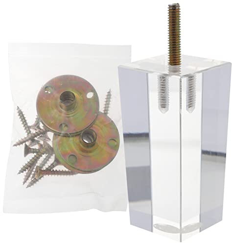 ULTECHNOVO Pieds de meubles pyramidaux en verre transparent pour table basse, buffet, repose-pieds, armoire, transparent