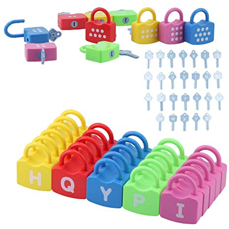 Apprentissage Serrures Alphabet Jouets Éducatifs Apprentissage Serrures Comptage avec Clés Jouets Ensemble Aides Pédagogiques Jeu Éducatif Jouet pour Enfants Filles Garçons(Alphabet unlock)