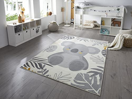 Hanse Home Teppich Kinderzimmer Kinderteppich Koala – Junge Mädchen Spielteppich Kurzflor Teppich Modern mit Herzen Koalamotiv, Weicher Flor, Pflegeleicht - Creme Mustard, 120x170, 105533-120x170