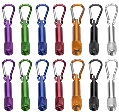 APOMOONS 14 Pièces Mini Lampe de Poche portable Mini Lampe Torche LED avec Porte-Clés pour ExtéRieur Randonnée Camping Voyage Cyclisme (7 Couleur) [Classe énergétique A+++]