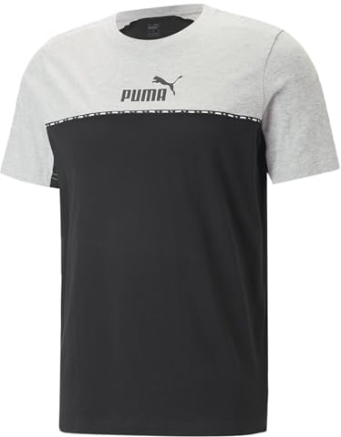 PUMA Herren ESS Block X Tape Tee T-Shirt, Grau-Light Gray Heather, S