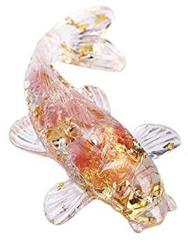 Milageto Lucky Fish Figur Tiermodell Kleiner Fisch Statue Skulptur Desktop Ornament Teetisch Chinesisches Feng Shui für Büroschränke Zubehör, B