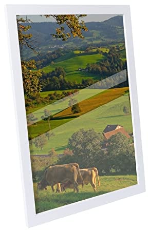 Hengsong Bilderrahmen 50x70 cm Weiß,Bilderrahmen Groß mit Rahmen&Acryglas&MDF für Foto von 50x70,Wandrahmen für Familie&Posterrahmen&Dokumentrahmen&Puzzlerahmen,ca.52.9×72.9cm