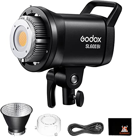 Godox SL60IIBi 75W LED Luce Video Continua, Bowens Mount 25100Lux@5600K, Doppia Temperatura Colore, Regolazione Luminosità, Controllo App, Adatto per Interviste, Ritratti, Still Life, Riprese Video
