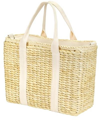 Daytani Insulated Beach Cooler Bag, Leak Proof, Premium Quality Corn Husk, Beach Bag, Pool Bag, Tote Bag, Straw, Rattan, Gifts for Women, Picnic Basket, Wedding Gifts, Lunch