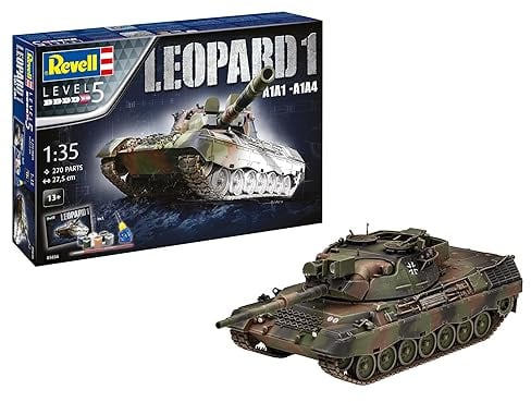 Revell Modellbausatz I Geschenkset Leopard 1 A1A1-A1A4 I Detailreicher Panzer Bausatz I 233 Teile I Maßstab 1:35 I für Kinder und Erwachsene ab 12 Jahren