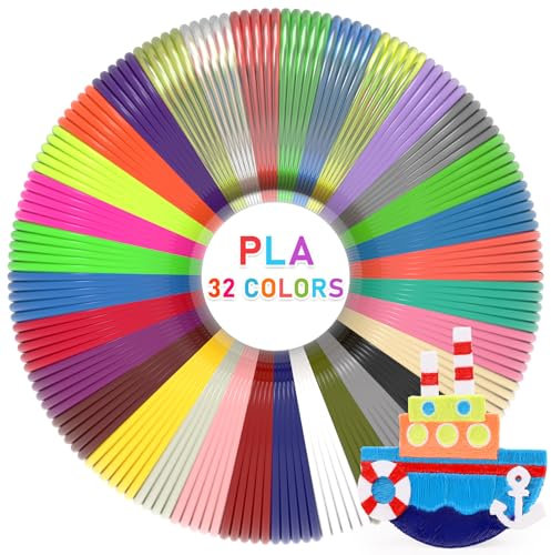 FIROS 3D-Stift-Filament-Nachfüllpackungen, 32 Farben, 1,75 mm PLA, je 3 m, insgesamt 96 m, kompatibel mit SCRIB3D MYNT3D 3D-Stift