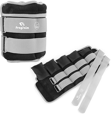 Fragraim Gewichtsmanschetten, Verstellbares Gewichte für Beine und Arme, 0,8 kg-4 kg (pro Knöchel)/1,6 kg-8 kg (pro Paar), (2er Packungen), Handgelenk Gewichte, Knöchelgewicht - Grau