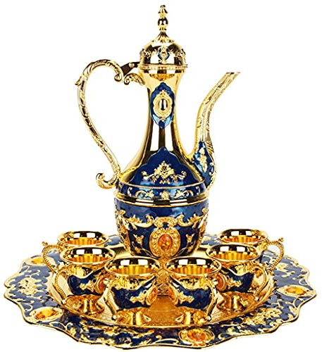 BODHIS Service à vin de Grande Taille Plateau à Liqueur Court Haut de Gamme Style européen Antique génération cruche à vin en Zinc Verre à vin (B)