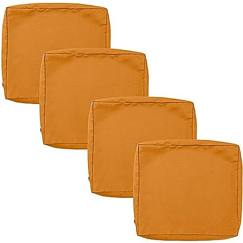 4Er Set Draussen Garten Stuhlkissen, Terrasse Wasserdicht Und Regenfest Stuhlauflage Mit Reißverschluss Sonnenschutz Sitzkissen Sitzpolster Auflage Für Stühle in Haus Kollektion,Orange yellow,60x60cm