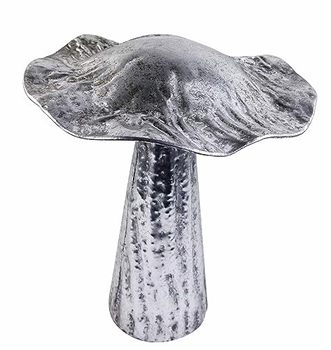 Glas Art handmade Dekoaufsteller Fungus Pilzfiguren Herbst Dekoration Pilze Metall Herbstdeko 18-39cm hoch (18x16 cm, Silber)