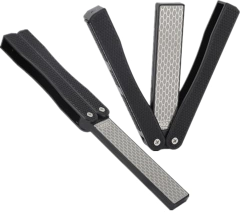2Pcs Knife Sharpener, Handheld Double Sided Sharpener, Pocket Knife Sharpener Multipurpose Double Sided Folded Knife Sharpening Stone for Sickle Outdoor Knife Kitchen Knife