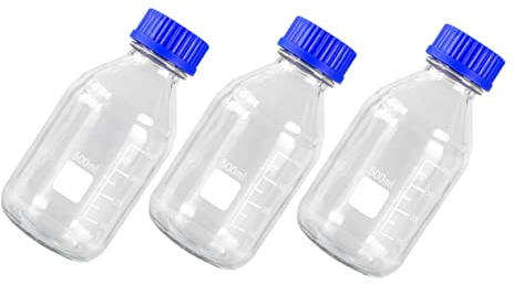GLEAVI Zubehör 3st Probenflasche Behälter Mit Deckel Phiole Quadratische Wasserflasche Graduierte Reagenzflasche Labortest Reagenzflaschen Chemie Flasche Lauge Waschflasche Glas Zylinder