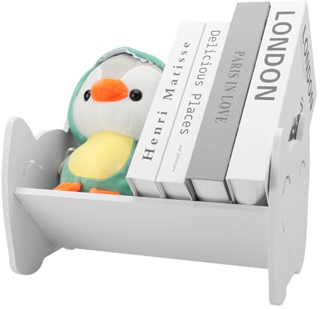 WOKICOR Libreria per bambini, piccola scrivania, libreria per bambini, organizer per libri bianco, per cameretta dei bambini (bianco)