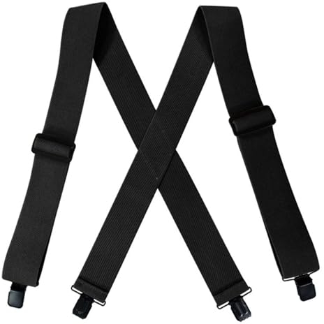 Haseller Herren Hosenträger X Zurück Durable Elastic Verstellbare Hosenträger mit Sehr Starken 4 Metall Clips,Black