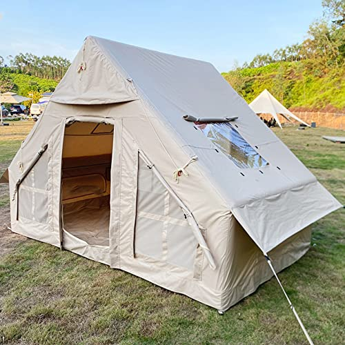 Miuxe Aufblasbares Glamping-Zelt Canvas Bell Zelt 2-8 Personen Großes Jurtenzelt Einfacher Aufbau Wasserdicht Atmungsaktiv Outdoor Oxford Canvas Tipi Zelte 4-Jahreszeiten Für Familie Camping Wandern