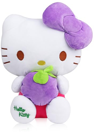 Hello Kitty Plüschtier, Hellokitty Kuscheltier, 30cm Kawaii Cat Plush, Plüsch Groß für Kinder, Hello Kitty Plushie Spielzeug für Mädchen Geburtstag Party (Mangostan)