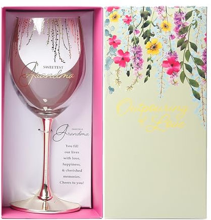Pavilion – Sweetest Grandma – Weinglas mit Stiel, 540 ml, Geschenk von Enkelsohn, Enkelin, Enkelkindern