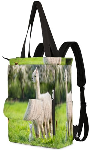 TropicalLife Weißer Alpaka-Rucksack, Handtasche für Damen, Herren, Kinder, Jungen, Mädchen, niedlicher Alpaka-Rucksack, 13,3 l, Tragetasche, Schultasche, Büchertasche, Reise-Laptop-Tasche,