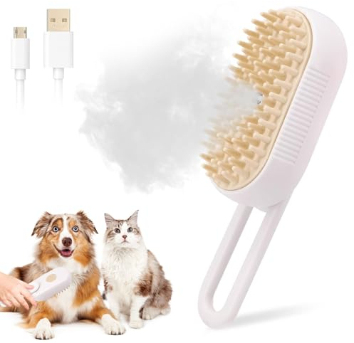 Katzen Dampfbürste,3-In-1 Katzenbürste Dampf, Steamy Brush Katze Cat, Cat Steamer Katzenbürste, Tierhaarbürste Fellbürste Katzen Massagebürste Beseitigen Sie Fliegende Haare für Katze und Hund