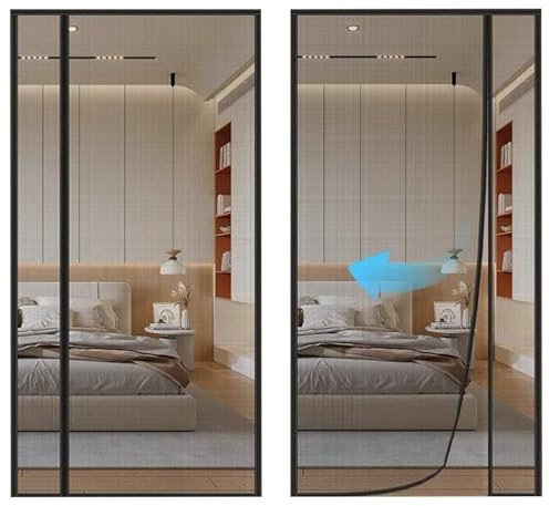 Zanzariera Magnetica in Vetroresina 100x210cm,Rete Fine,Apertura Laterale Tenda Zanzariere Magnetiche per Porte Finestre per Balcone Chiusura Automatica, Zanzariera con Calamita,nero