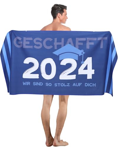 Rowjoy Strandtuch Abitur 2025 Geschenke, Mikrofaser Strandtuch 80x160cm, Abitur Geschenk Idee Handtuch für Junge und Mädchen (Blau)