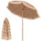 SPOTRAVEL 1.8m/1.9m/2m Hawaii Parasol, Folding Tilting Hula Thatched Umbrella with 8 Ribs, Outdoor Straw Tropical Sunshade for Garden Patio Balcony Poolside (196 x 214cm, without Carry Bag)